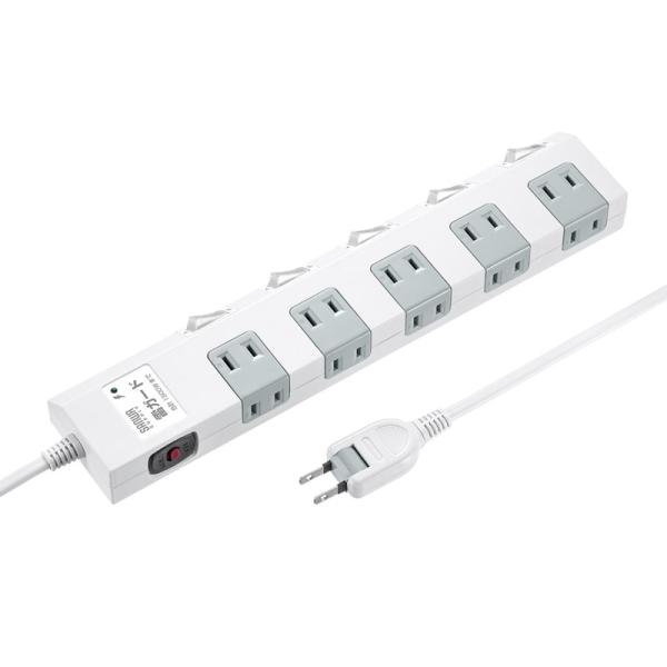 （まとめ買い）サンワサプライ 節電タップ 10個口 個口スイッチ 雷ガード内蔵 5m TAP-SP2...