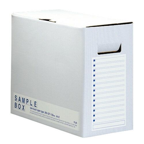 （まとめ買い）プラス 書類保存箱 サンプルボックス エコノミー A4横 背幅150mm ブルー FL...