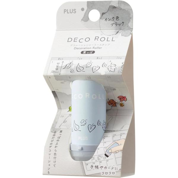（まとめ買い）プラス ローラースタンプ デコロール 印面幅11mm 葉っぱブラック IS-611 〔...