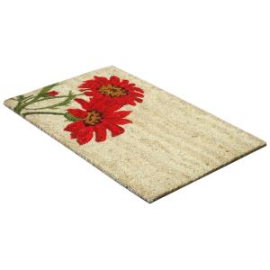 谷村実業 ココヤシ玄関マット TAN-729 レッドフラワーF
