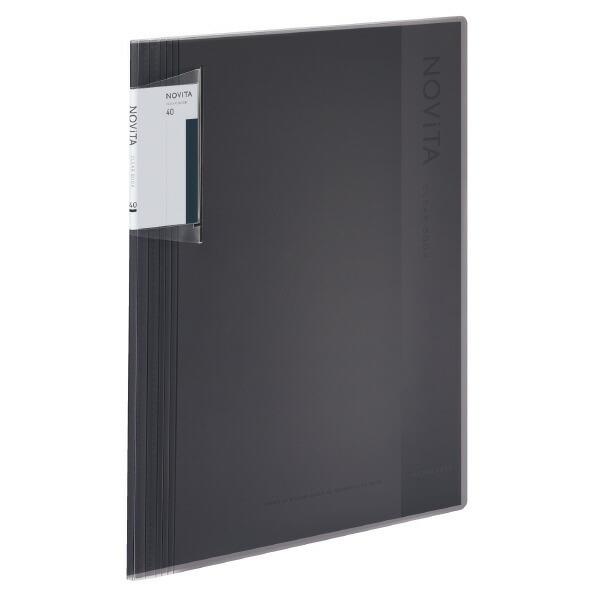（まとめ買い）コクヨ クリヤーブック ノビータ (固定式) A4 40ポケット ブラック ラ-NV4...