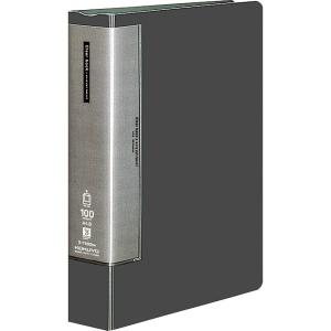 （まとめ買い）コクヨ クリヤーブック ウェーブカット 固定式 A4縦 100ポケット ダークグレー ラ-T590DM〔3冊セット〕