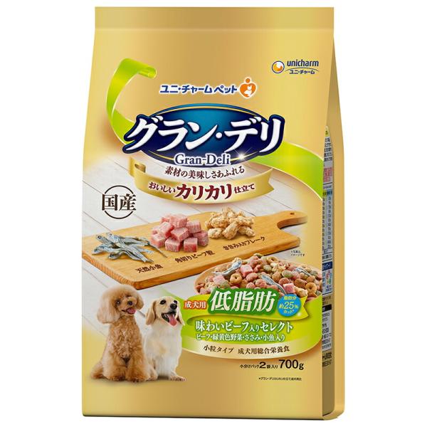 （まとめ買い）ユニ・チャーム グラン・デリ カリカリ仕立て 成犬用 低脂肪 味わいビーフ入りセレクト...