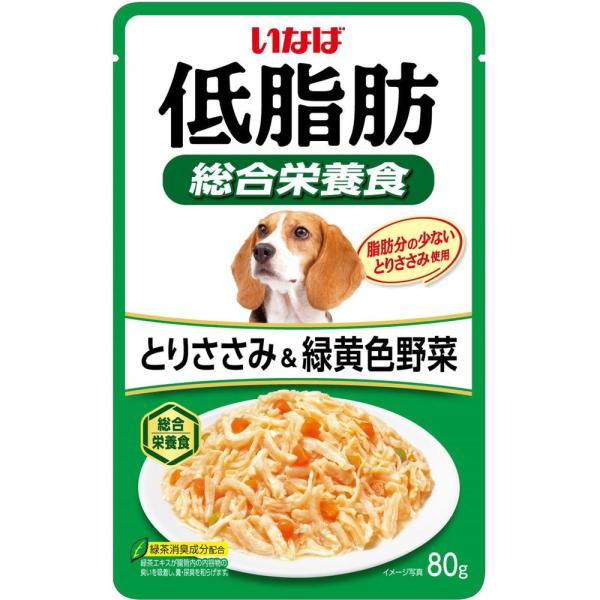 いなばペットフード 低脂肪 とりささみ＆緑黄色野菜 80g 犬用フード いなば