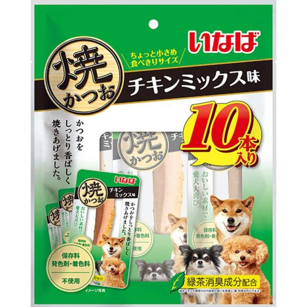 （まとめ買い）いなばペットフード いなば 焼かつお チキンミックス味 10本入 犬用おやつ 〔×4〕