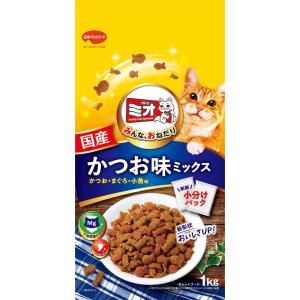 （まとめ買い）日本ペットフード ミオドライミックス かつお味 1kg 猫用フード 〔×5〕