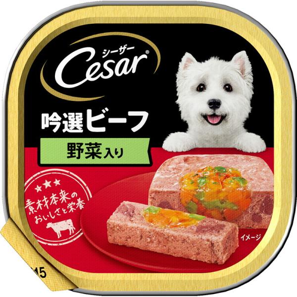 （まとめ買い）マース シーザー 吟選ビーフ 野菜入り 100g 犬用フード 〔×24〕