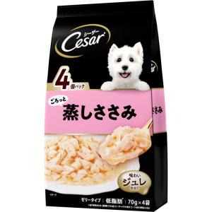 マース シーザー ふっくら蒸しささみ 70g×4袋 犬用フード