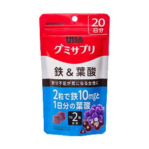 UHA味覚糖 グミサプリ 鉄&葉酸 20日分 40粒※軽減税率対象｜kirindo