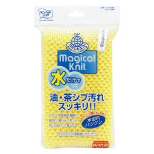 東和産業 マジカルニット食器洗いクリーナー×1個 キッチンスポンジ 水だけで油・茶シブ汚れすっきり