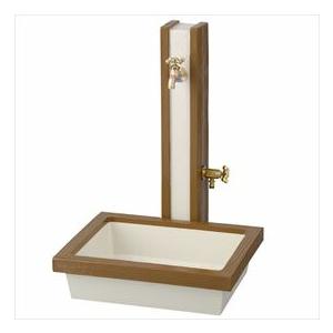 トーシン 水栓柱 アーバンウッド SC-WW-BC 立水栓＋水栓パン（受け）+蛇口セット（補助蛇口付...