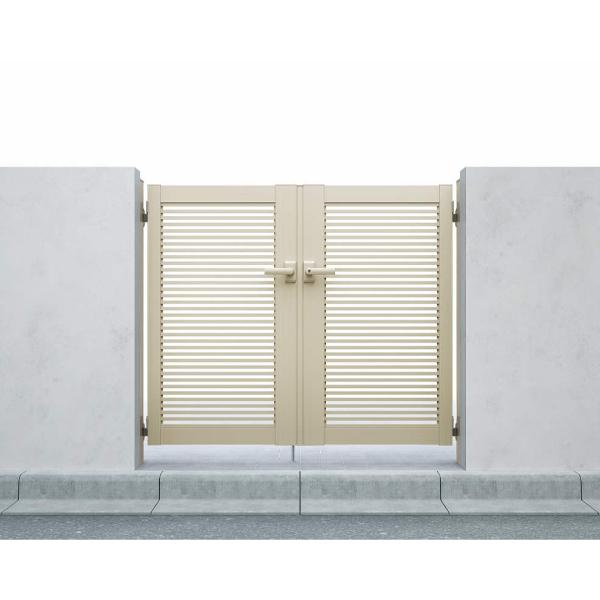 YKKAP シンプレオ門扉YB1型 両開き 門柱仕様 09-12 HME-V-YB1 『横格子デザイ...