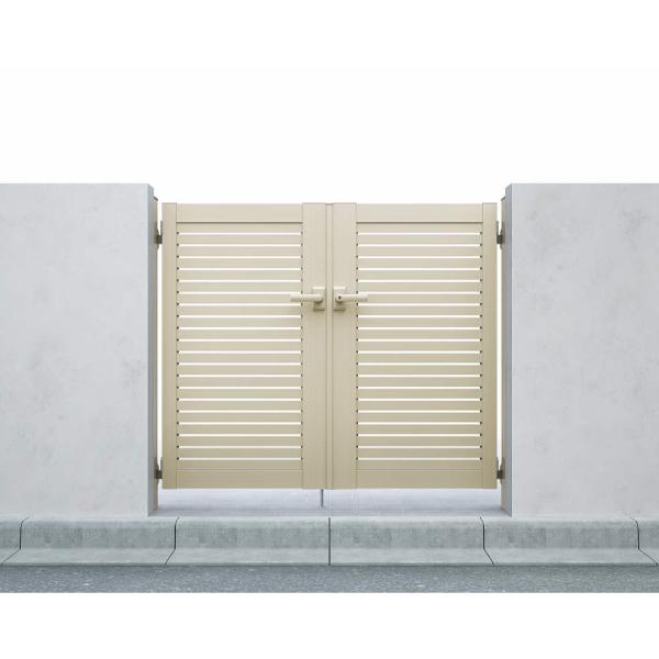 YKKAP シンプレオ門扉YS1型 両開き 門柱仕様 06-12 HME-V-YS 『横太格子デザイ...