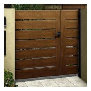 新作入荷 Ykkap ルシアス門扉bw02型横スリット 木調框 06 08 12l 親子開きume Bw02 複合カラ 定番人気