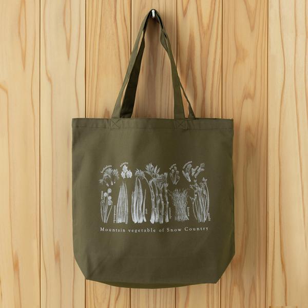 山菜図鑑トート　カーキ（L）