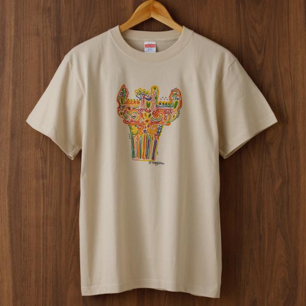 「旅する縄文」Tシャツ 十日町土器01 ベージュ