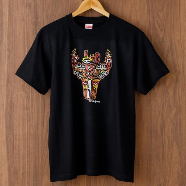 「旅する縄文」Tシャツ 十日町土器03 ブラック