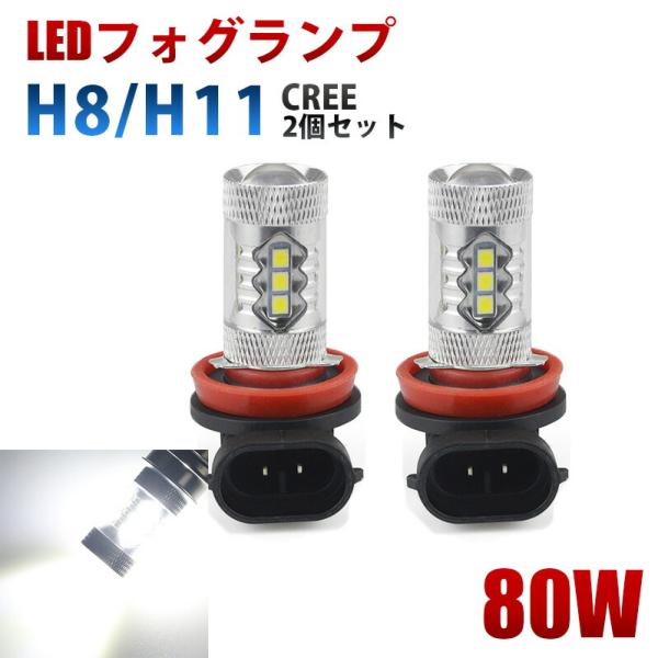 LEDフォグランプ CREE 80W H8 H11 H16 爆光 16SMD 12V 24V  60...