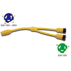 陸電ケーブル アダプター 15A 125V ⇒ 30A LED付 コンセント 船 充電