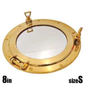 ガラス 丸窓(透明 くもり) 開閉式 真鍮製 古色アンテークAN (石膏