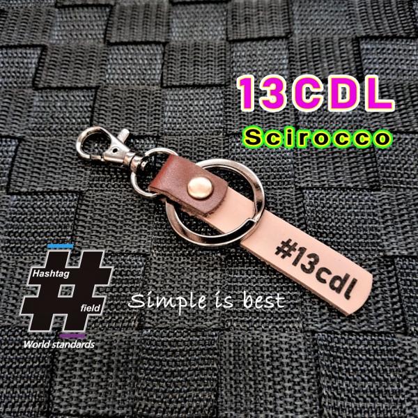 #13CDL 本革ハンドメイド ハッシュタグチャーム キーホルダー Scirocco シロッコ vw...