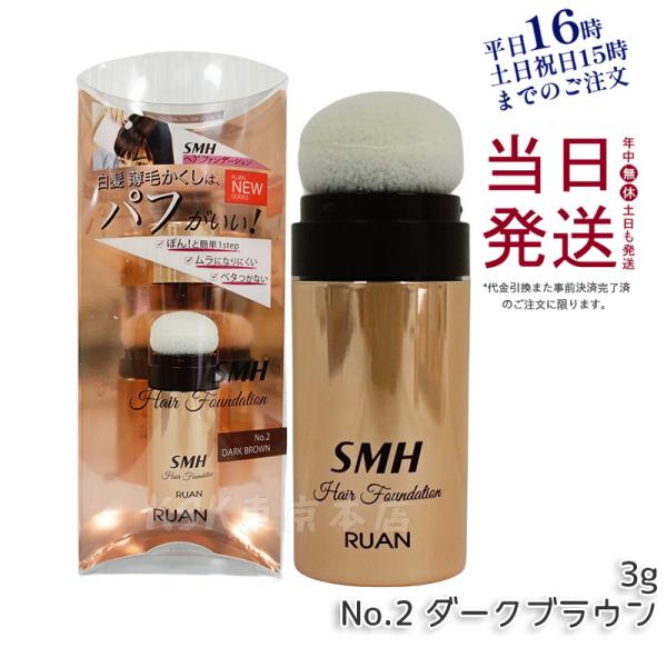 ルアン SMH ヘアファンデーション 3g No.3 ライトブラウン 髪 頭 薄毛隠し薄毛 分け目 ...