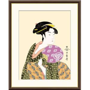 額絵 喜多川歌麿 団扇を持つおひさ f8・f6・f4サイズ 浮世絵シリーズ gk-a5-j5g004（p120） J5-G004 （代引き不可）｜kisetu-yuuki