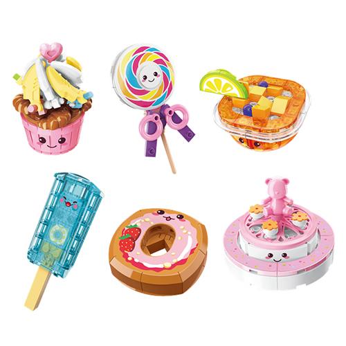 【在庫限り】射的 わなげ 景品 ハッピーブロック　スイーツパーティー(6個）