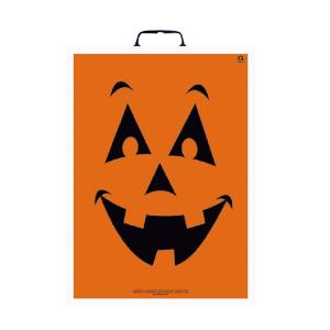 ハロウィン 包装資材 パンプキンフェイスバッグ プラスティックハンドル-C5A5