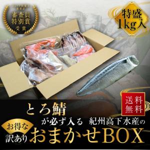 干物セット とろ鯖入り 訳あり おまかせ BOX 1kg ひもの 詰め合わせ 大容量 紀州備長炭熟成 海鮮 魚 高下水産