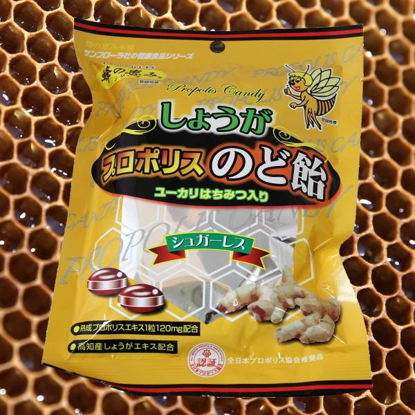 プロポリス のど飴 しょうが サンフローラ 蜂の恵み シュガーレス ユーカリ蜂蜜  80g