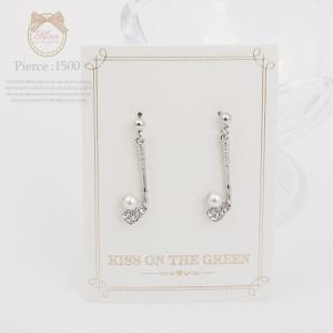 パールボール付きラインストーンクラブピアス（ゴールド）（シルバー）ゴルフモチーフアクセサリー