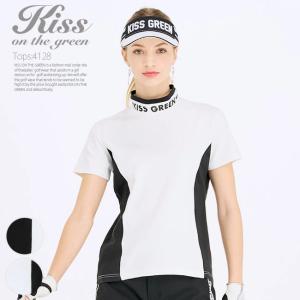 ゴルフ 半袖 シャツ モックネック / バイカラー切り替えモックネック半袖トップス