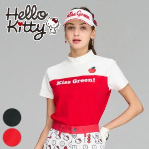 ゴルフ 半袖 トップス シャツ キティ / 限定キティちゃんコラボ★モックネックカットソー / カットソー素材の切り替えモックネックトップス
