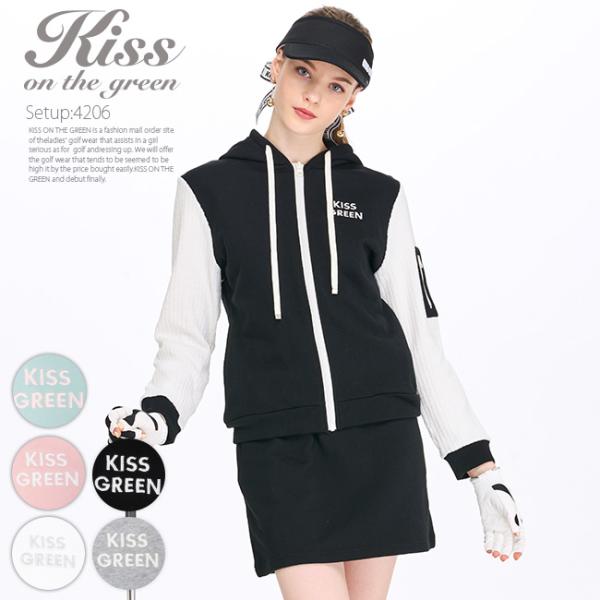 【秋冬セットアップアウトレットセール66%OFF!】ゴルフウェア レディース 裏毛切り替えパーカー＆...