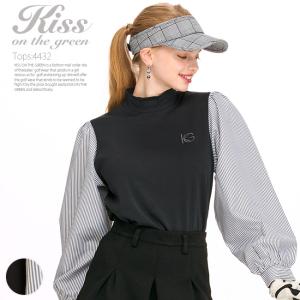 ゴルフウェア レディース カットソー トップス パフスリーブブラウス袖ドッキングカットソー