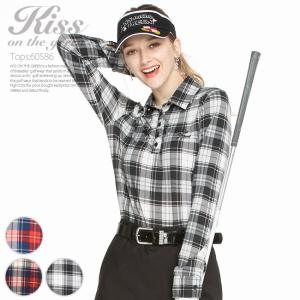 ゴルフウェア レディース / チェック柄カットソー長袖シャツ / ゴルフ ポロシャツ ゴルフウエア 女性 かわいい おしゃれ レディースゴルフウェア 長袖 2019 新作