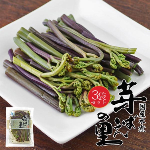 わらび 80g×3個 (国産ワラビ水煮) (芽ばえの里) 国産水煮。みそ汁の具にもお使い頂けます。【...