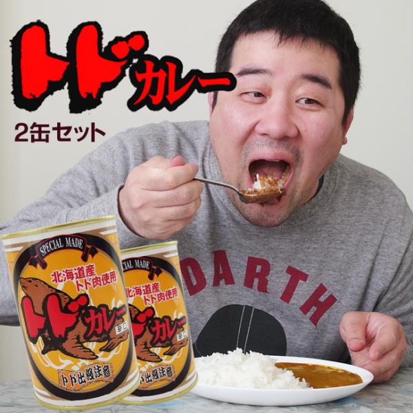 トドカレー×2個セット(辛口)北海道産トド肉使用 とどのジビエ 貴重なとど肉 アシカ科肉缶(鳥獣肉)...