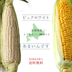 あまいんです&ピュアホワイト(各5本 計10本)とうもろこし2種セット 北海道から産地直送 送料無料