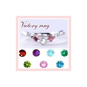 天然石＆ＣＺのＶ(ヴィクトリー)ラインリング Power stone jewel