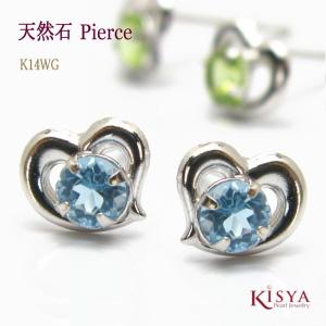 ピアス K10ホワイトゴールド ハート フラワー デザインピアス