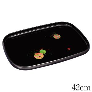 お盆 長手盆 48cm 鉄仙 ｜ 和風 トレー 取手穴 : びーんず生活雑貨デポ