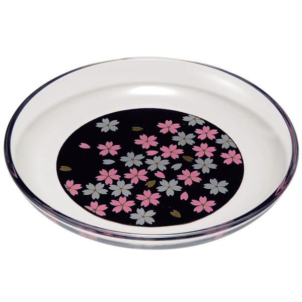 小皿 丸 蒔絵 桜 黒 食器 お皿 おしゃれ ケーキ皿 取り皿