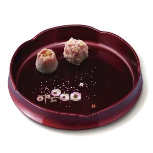 洛雅　漆塗　おもてなし盆　菓子器　菓子盆　銘々皿　菓子皿　茶道具　青梅盆 菓子鉢 溜 花さくら 漆器 器 食器 日本製 （ 菓子入れ 盛鉢 菓子