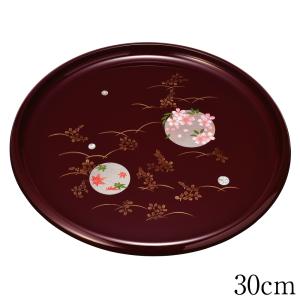 山田平安堂 漆器 丸盆 桜 螺鈿細工 朱 : 漆器 山田平安堂 - 通販