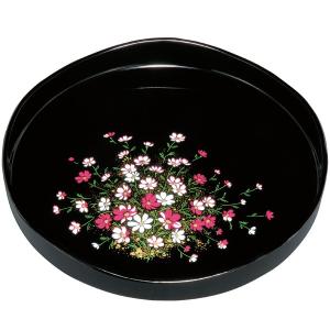 みよし漆器本舗 紀州塗り 8寸 丸盆 溜 金雲さくら お盆 トレー トレイ