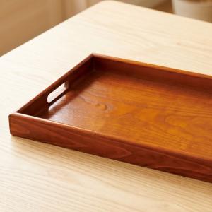 お盆 トレー 木製 長手盆 ケヤキ調 紀州匠 ...の詳細画像2