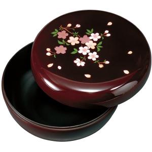 最高級会津塗り 総くり抜き漆器お菓子鉢 8.0 内朱 櫻 直径23❌7.5㎝ 最