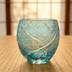 切子グラス おちょこ 菊つなぎ レークブルー ...の詳細画像3